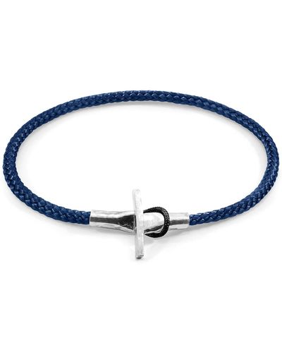 Anchor and Crew Navy Cambridge Silver & Rope Bracelet - Blue