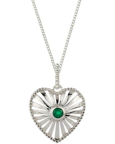 Charlotte's Web Jewellery Heart Rays Silver Pendant Necklace - Metallic