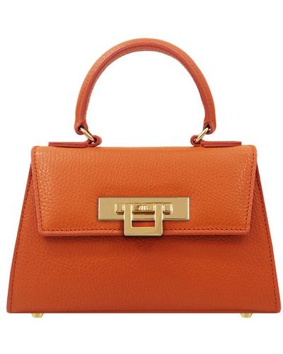 Lalage Beaumont Fonteyn Mignon Caribou Soft Grainy Print Calf Leather Handbag - Orange
