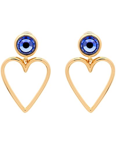 Emma Holland Jewellery Blue Violet Crystal Heart Clip Earrings
