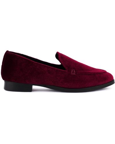 Rag & Co Luxe-lap Burgundy Velvet Handcrafted Loafers - Red
