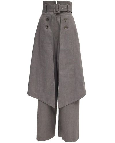 Julia Allert Wide Leg Pants With Skirt Overlay - Gray