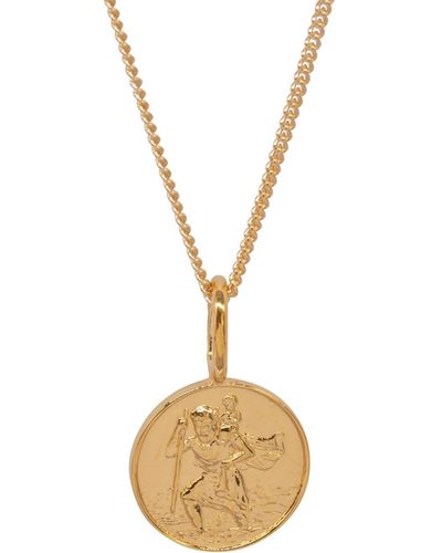 Katie Mullally St Christopher Necklace In Yellow - Metallic