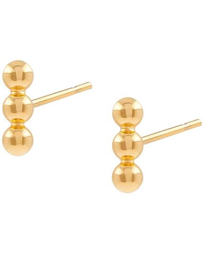 Cote Cache Tri Dot Bar Stud Earrings - Metallic