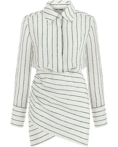 Nocturne Striped Shirt Dress - White