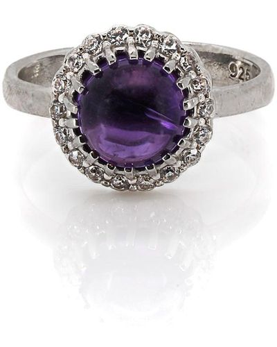 Ebru Jewelry Sterling Silver & Diamond Amethyst Stone Adjustable Ring - Purple