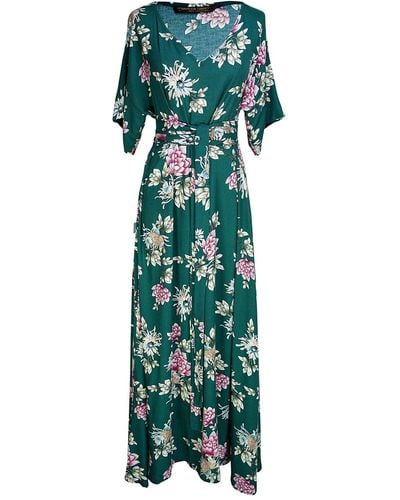 Jennafer Grace Tea Garden Maxi Wrap Dress - Green