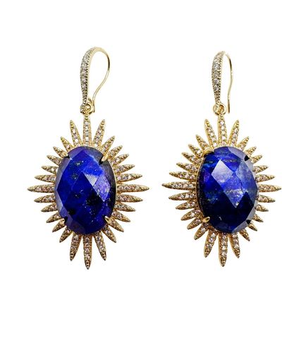 Farra Lapis Hook Earrings - Blue