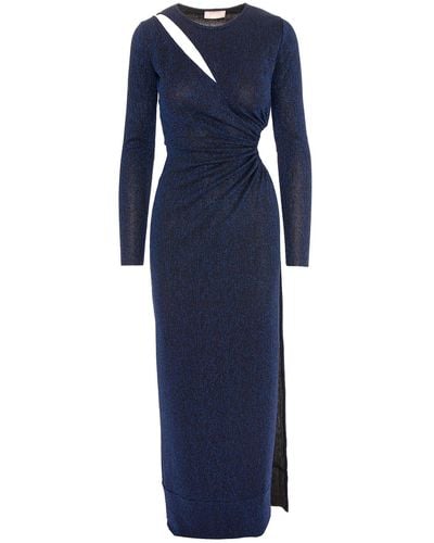 ROSERRY Mykonos Glitter Jersey Cut Out Maxi Dresss In Navy - Blue