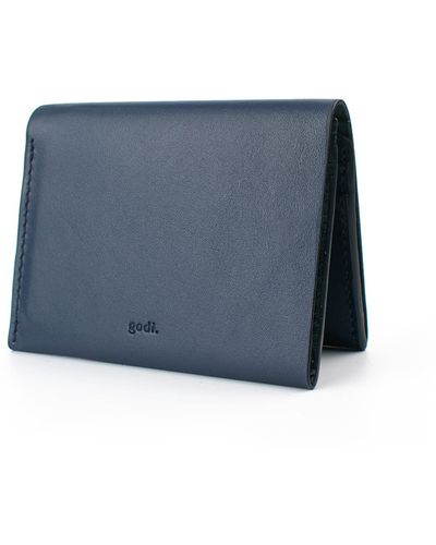 godi. Handmade Bifold Leather Wallet - Blue