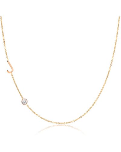 Maya Brenner Monogram Necklace With Diamond - Metallic