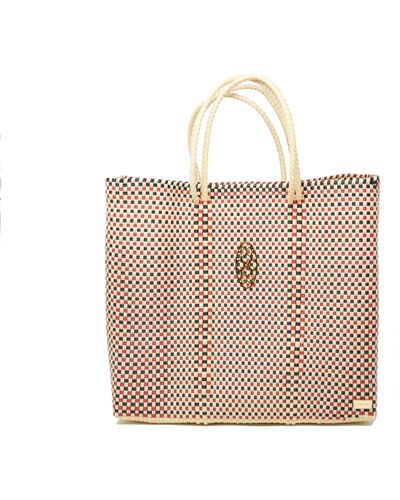 Lolas Bag Medium Chequered Tote Bag - Pink