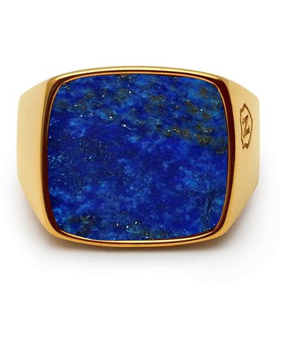 Nialaya Gold Signet Ring With Blue Lapis