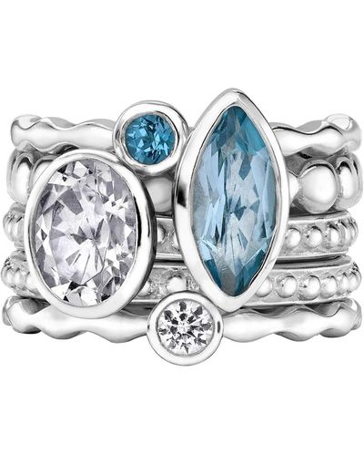 Dower & Hall Serenity Twinkle Ring Stack - Blue