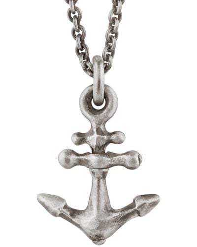 Snake Bones Anchor Pendant In Sterling - Metallic