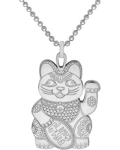 CarterGore Large Lucky Cat Pendant Necklace - Metallic