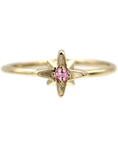 VicStoneNYC Fine Jewelry North Star October Birthstone Pink Tourmaline Yellow Ring - Natural