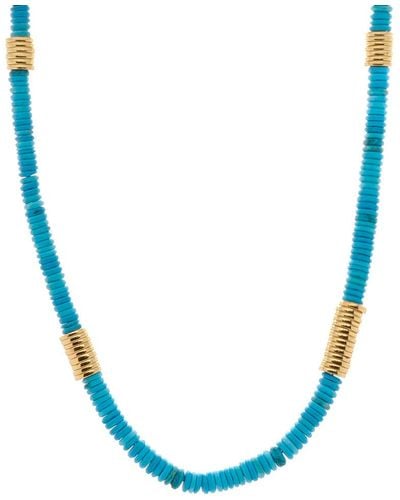 Ebru Jewelry Positive Vibe Turquoise Choker Beaded Necklace -turquoise - Blue