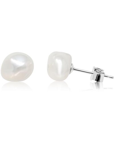 Kiri & Belle Dot Keshi Pearl Sterling Stud Earrings - Metallic
