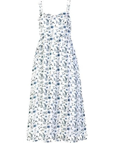 REISTOR Strappy Gathered Floral Midi Dress - Blue