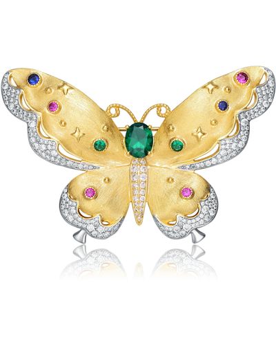 Genevive Jewelry Papillonière Cz Golden Brooch - Metallic