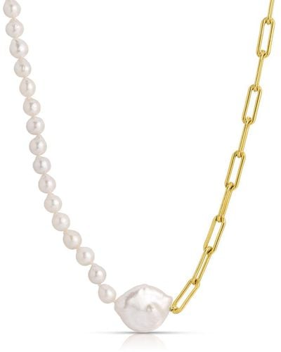 NAiiA Jasmine Pearl & Chain Necklace - Metallic