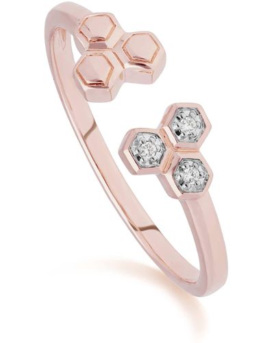 Gemondo Diamond Open Hexagon Trilogy Ring In - Pink