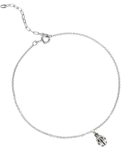 Lee Renee Ladybird Black Diamond Bracelet (wings Closed) – Silver - Metallic