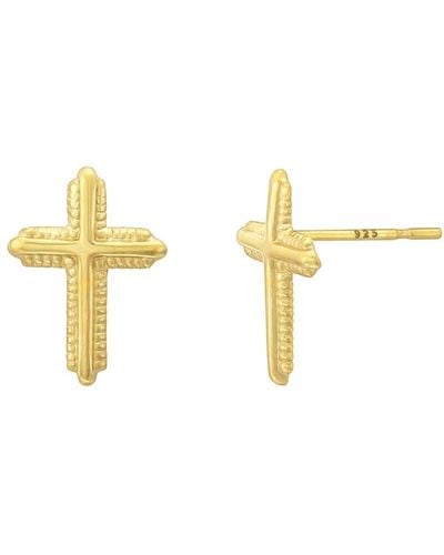 Gold & Honey Petite Cross Studs - Metallic