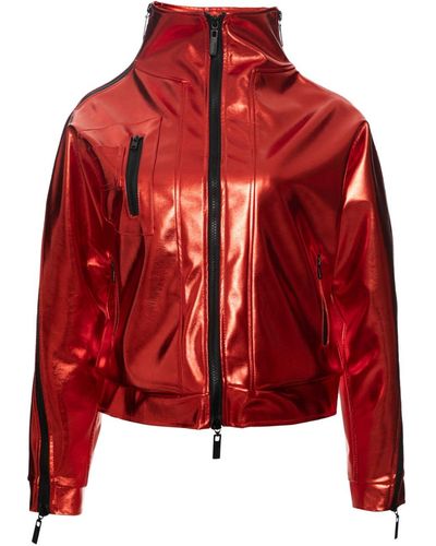 Balletto Athleisure Couture Tech Pelle Detached Zipper Jacket - Red