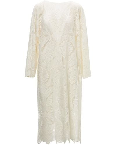 BLUZAT Macrame Kimono - White