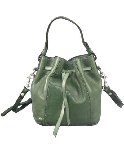 Rimini Genuine Leather Bucket Bag Susanna - Green