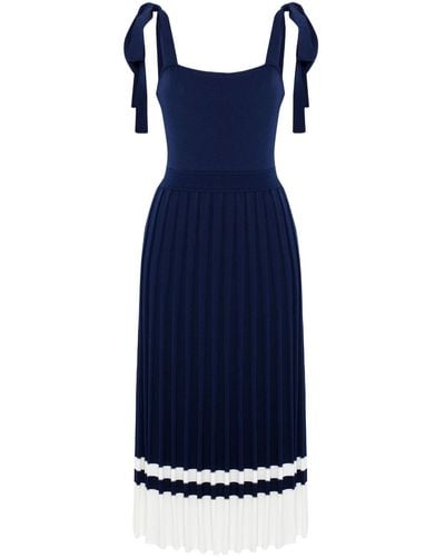 Peraluna Kelly Strappy Midi Knit Sundress In Navy - Blue