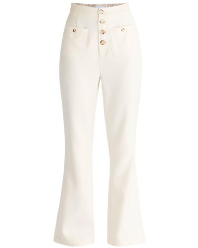 Paisie Neutrals High Waist Flare Trousers In Cream - White