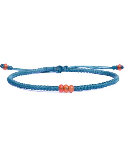 Harbour UK Bracelets Orange Onyx Stone & Aqua Rope Bracelet For - Blue
