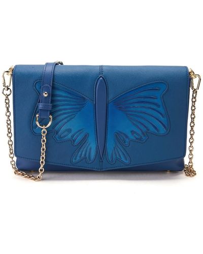 Bellorita Butterfly Crossbody Leather Bag - Blue