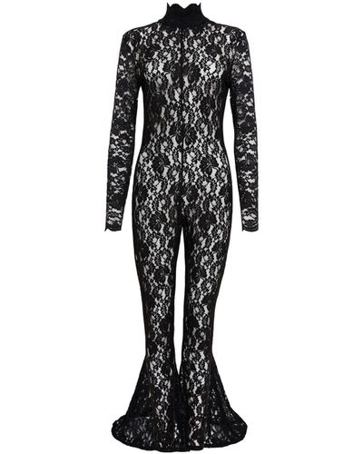 Sarah Regensburger Wicked Lace Catsuit Flared - Black