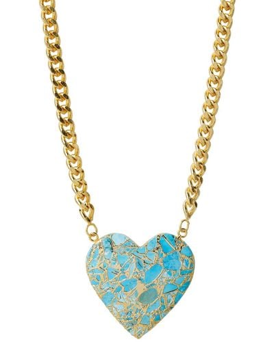 YAA YAA LONDON Molten Heart Turquoise Gemstone Chunky Statement Necklace - Blue