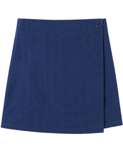 Thinking Mu Seersucker Milena Skirt - Blue