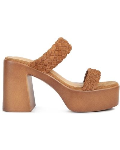 Rag & Co Misaki Braided Detail Chunky Sandals In Tan - Brown