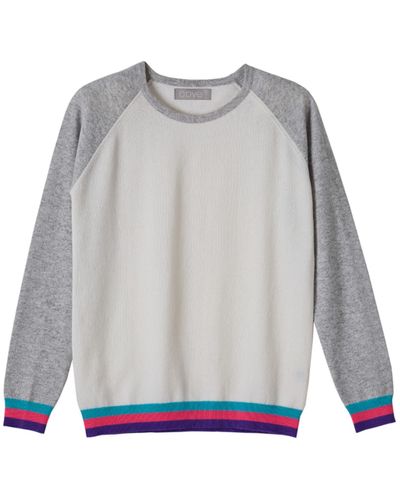 Cove Neutrals Carmen Ivory Cashmere Jumper With Neon Stripes - Grey