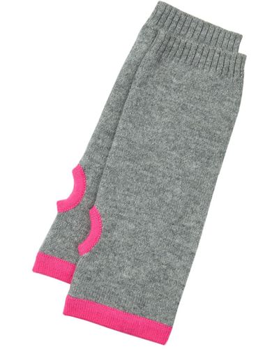 Cove Cashmere Wrist Warmers Dark & Neon Pink - Grey