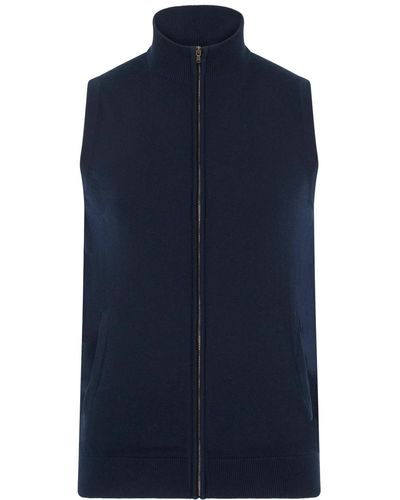Paul James Knitwear S Lightweight Cotton Zip Through Andrew Gilet - Blue