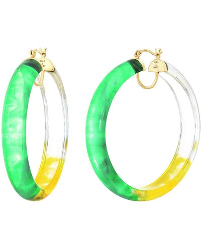 Gold & Honey Green And Yellow Tie Dye Hoops