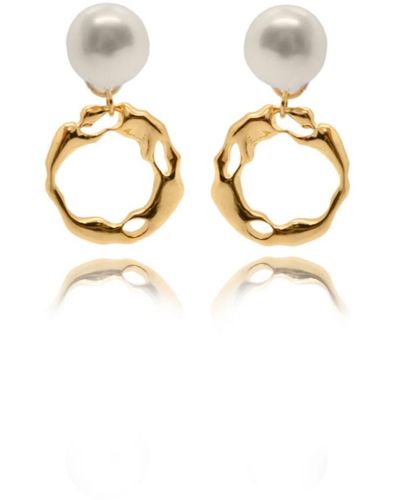 VIEA Maria Freshwater Pearl Earrings - Metallic