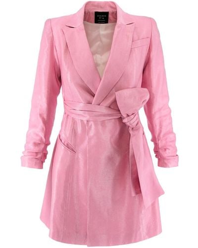 AVENUE No.29 Metallized Linen Blazer Dress With Bow - Pink
