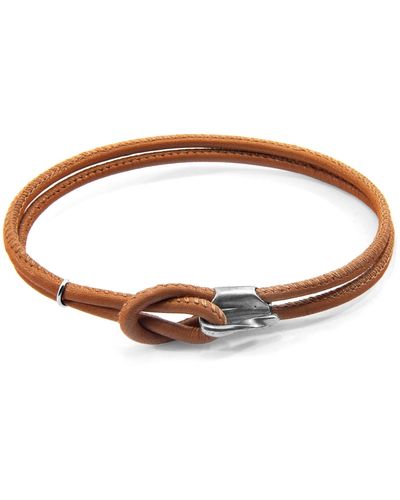 Anchor and Crew Light Brown Orla Silver & Nappa Leather Bracelet
