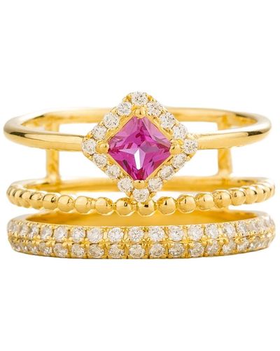 Juvetti Amici Ring In Pink Sapphire & Diamond - Metallic