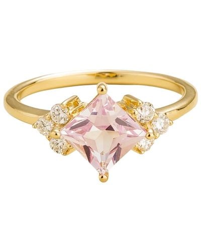 Juvetti Amore Gold Ring Pink Sapphire & Diamond - Multicolour
