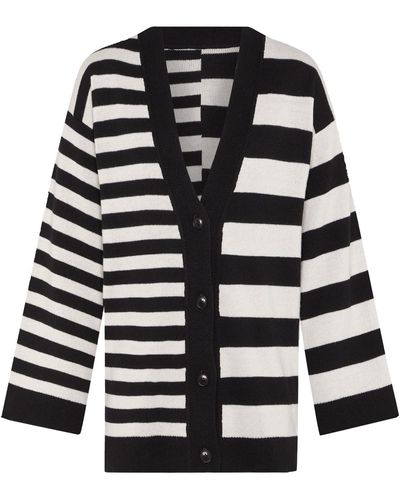 INGMARSON Multi-striped Wool & Cashmere Knitted Cardigan - Black